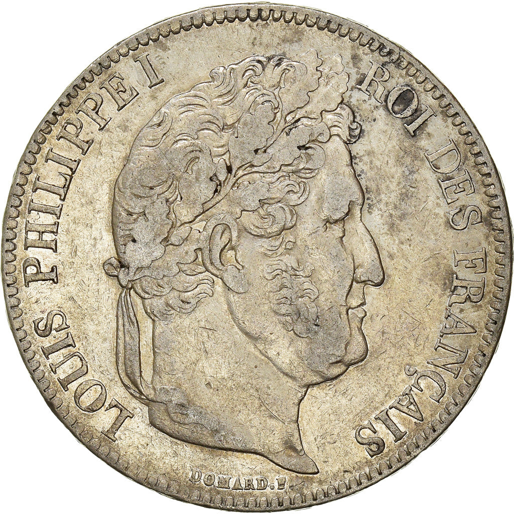 Moneda, Francia, Louis-Philippe, 5 Francs, 1834, Rouen, MBC+, Plata, Gadoury:678