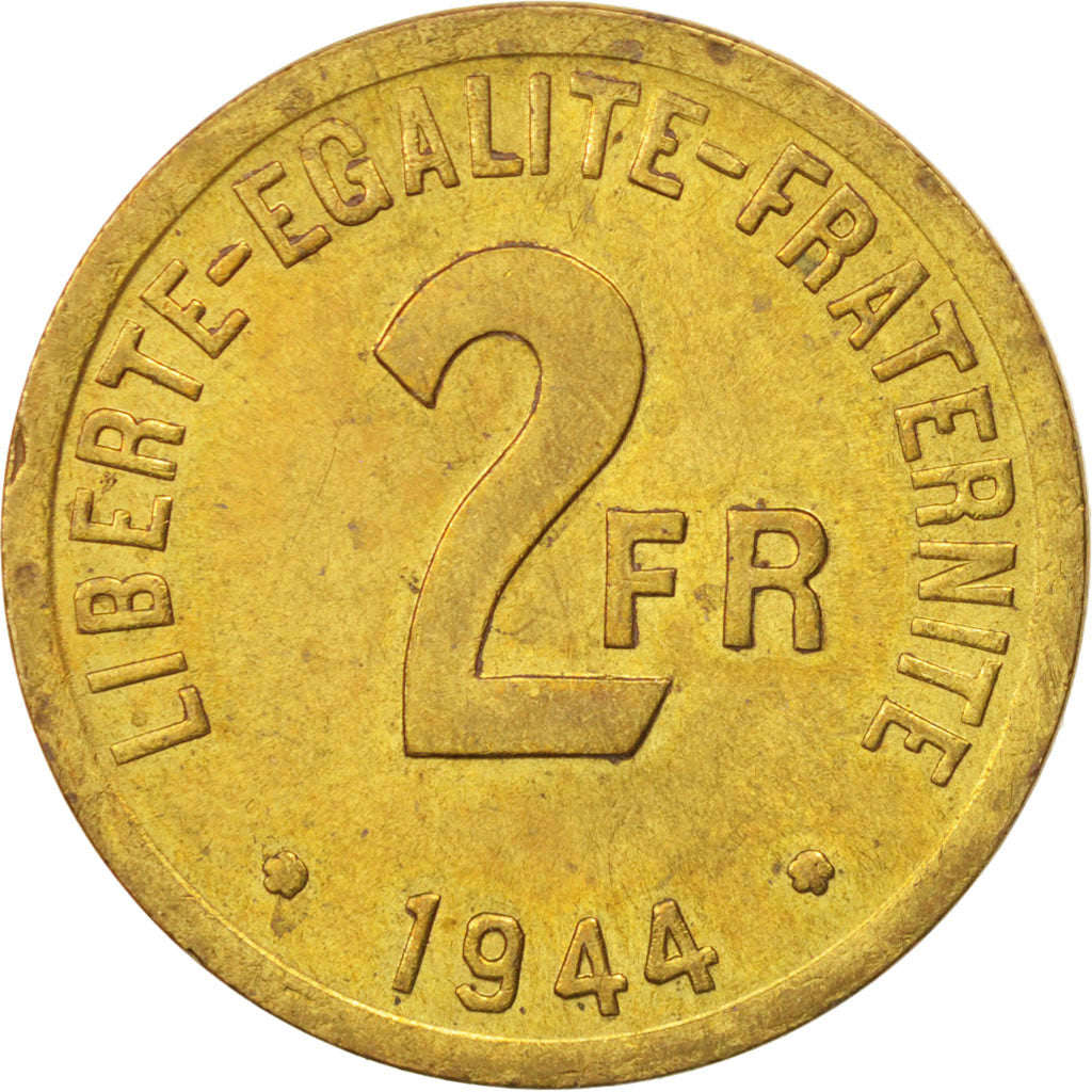 Moneta, Francia, France Libre, 2 Francs, 1944, Philadelphia, SPL, Ottone