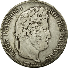 Coin, France, Louis-Philippe, 5 Francs, 1837, Bordeaux, VF(30-35), Silver