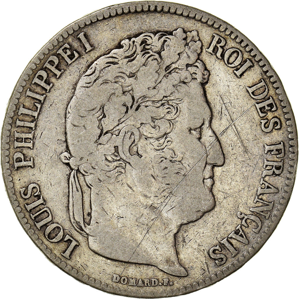 Münze, Frankreich, Louis-Philippe, 5 Francs, 1839, Bordeaux, S+, Silber