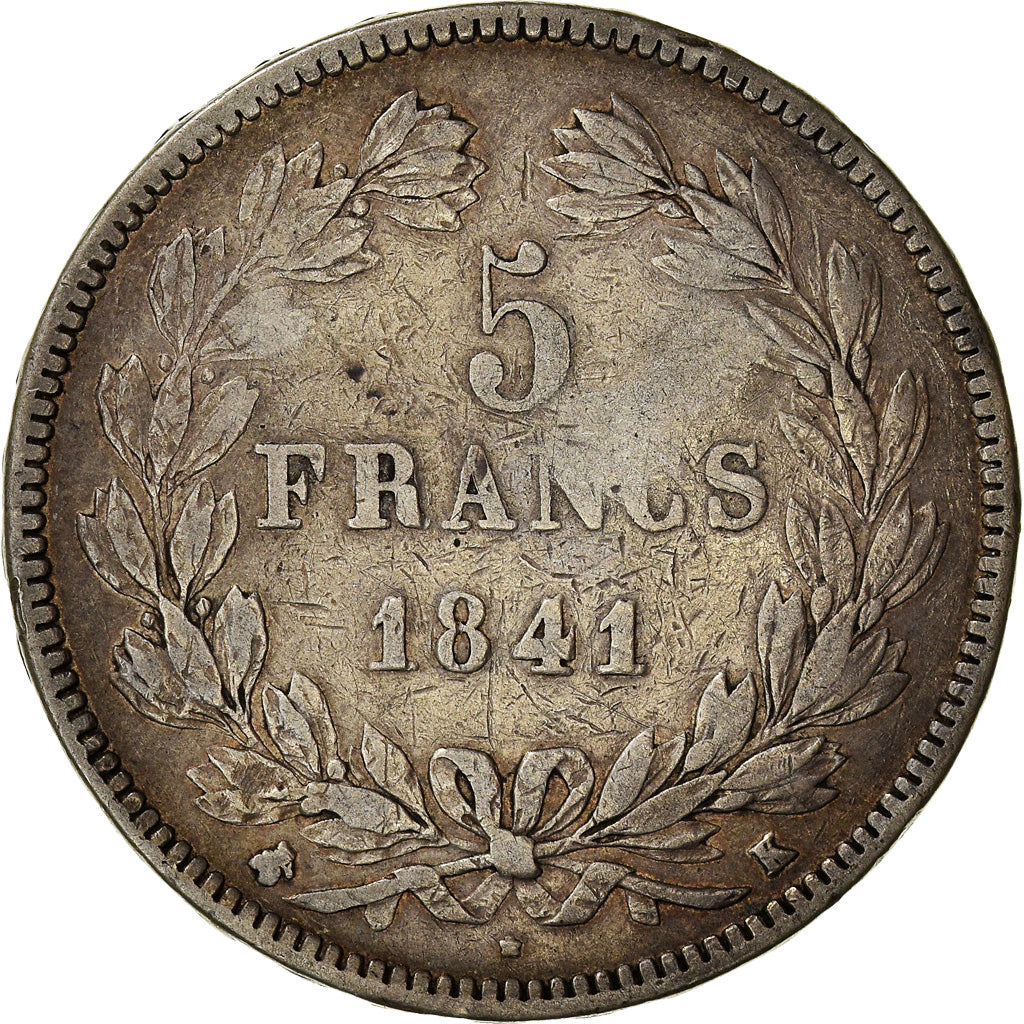 Moneta, Francia, Louis-Philippe, 5 Francs, 1841, Bordeaux, BB, Argento