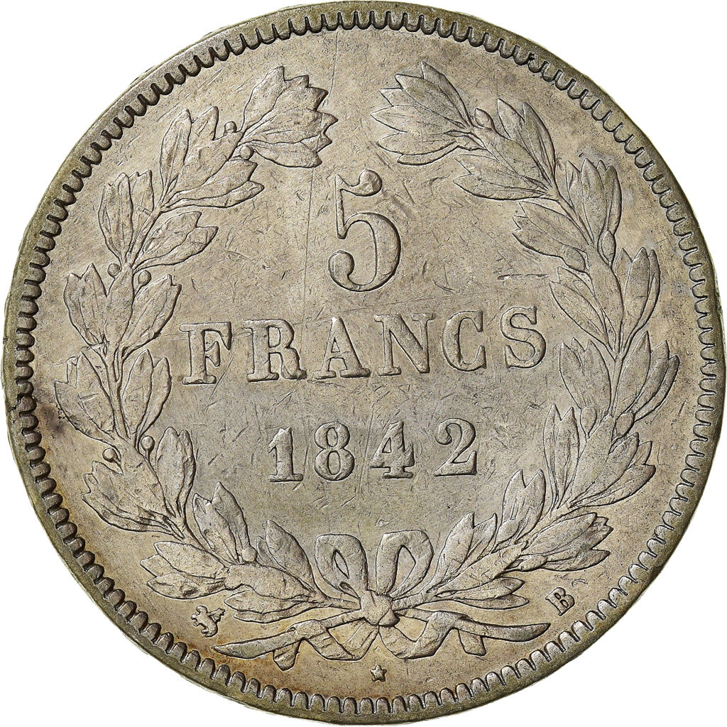 Coin, France, Louis-Philippe, 5 Francs, 1842, Rouen, VF(30-35), Silver