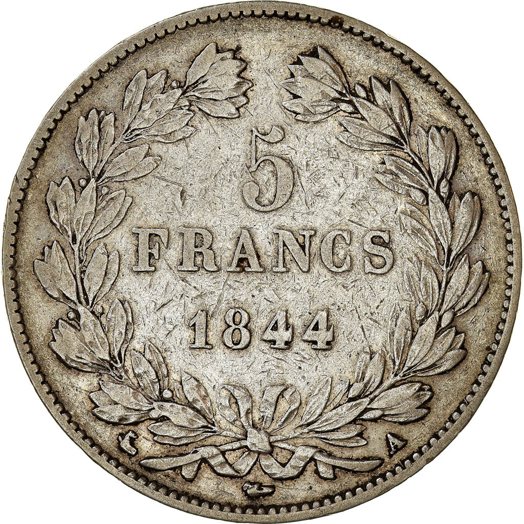 Münze, Frankreich, Louis-Philippe, 5 Francs, 1844, Paris, S+, Silber, KM:749.1