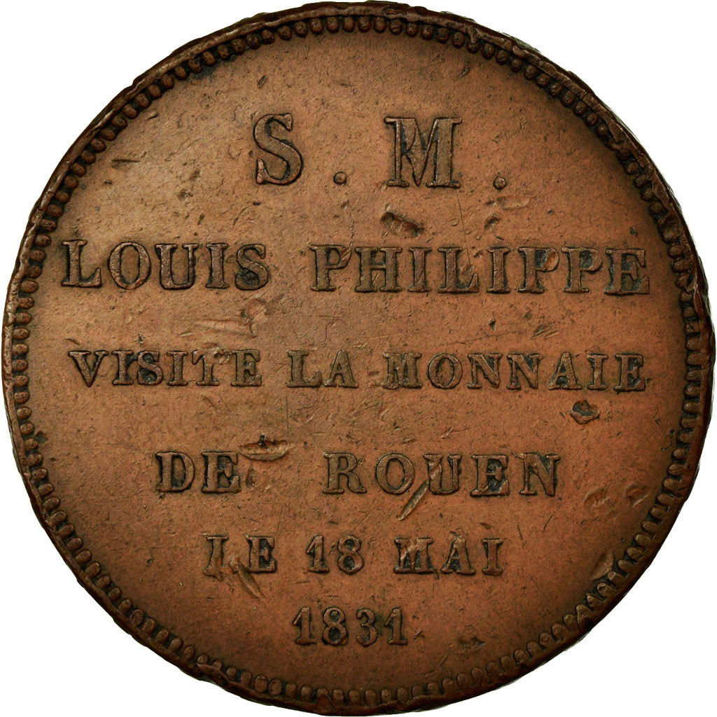 Munten, Frankrijk, 5 Francs, 1831, Rouen, FR+, Bronze, KM:M20a, Gadoury:679c
