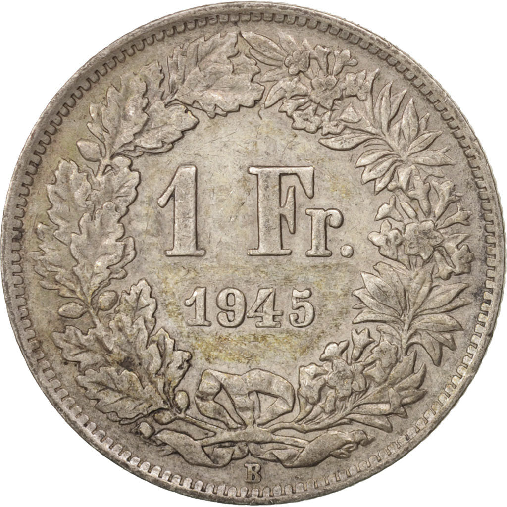 Coin, Switzerland, Franc, 1945, Bern, AU(50-53), Silver, KM:24