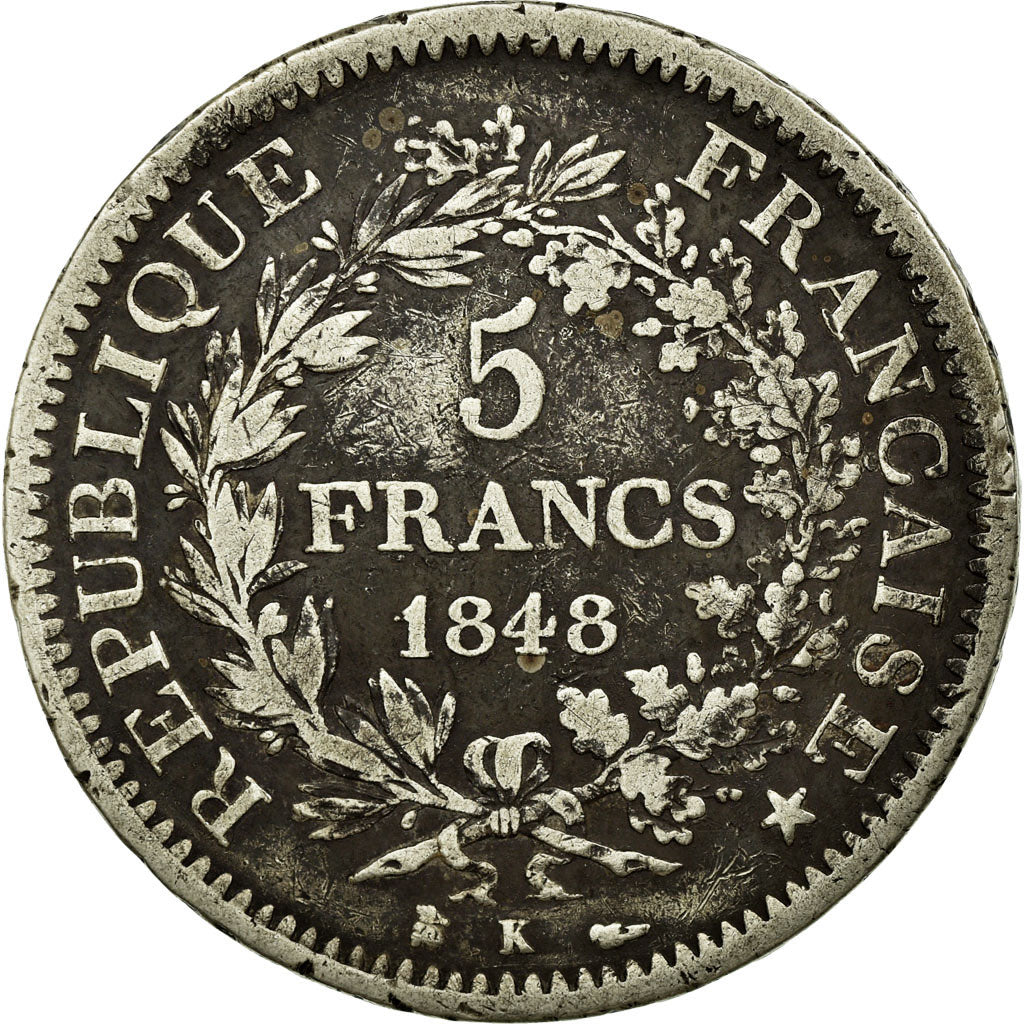 Coin, France, Hercule, 5 Francs, 1848, Bordeaux, VF(20-25), Silver, KM:756.4