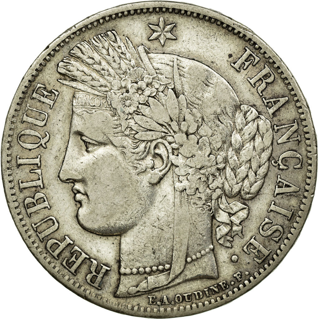 Coin, France, Cérès, 5 Francs, 1849, Strasbourg, EF(40-45), Silver