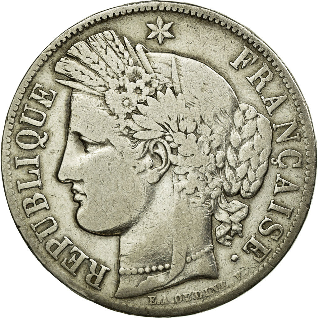 Moneta, Francia, Cérès, 5 Francs, 1850, Bordeaux, MB, Argento, KM:761.3