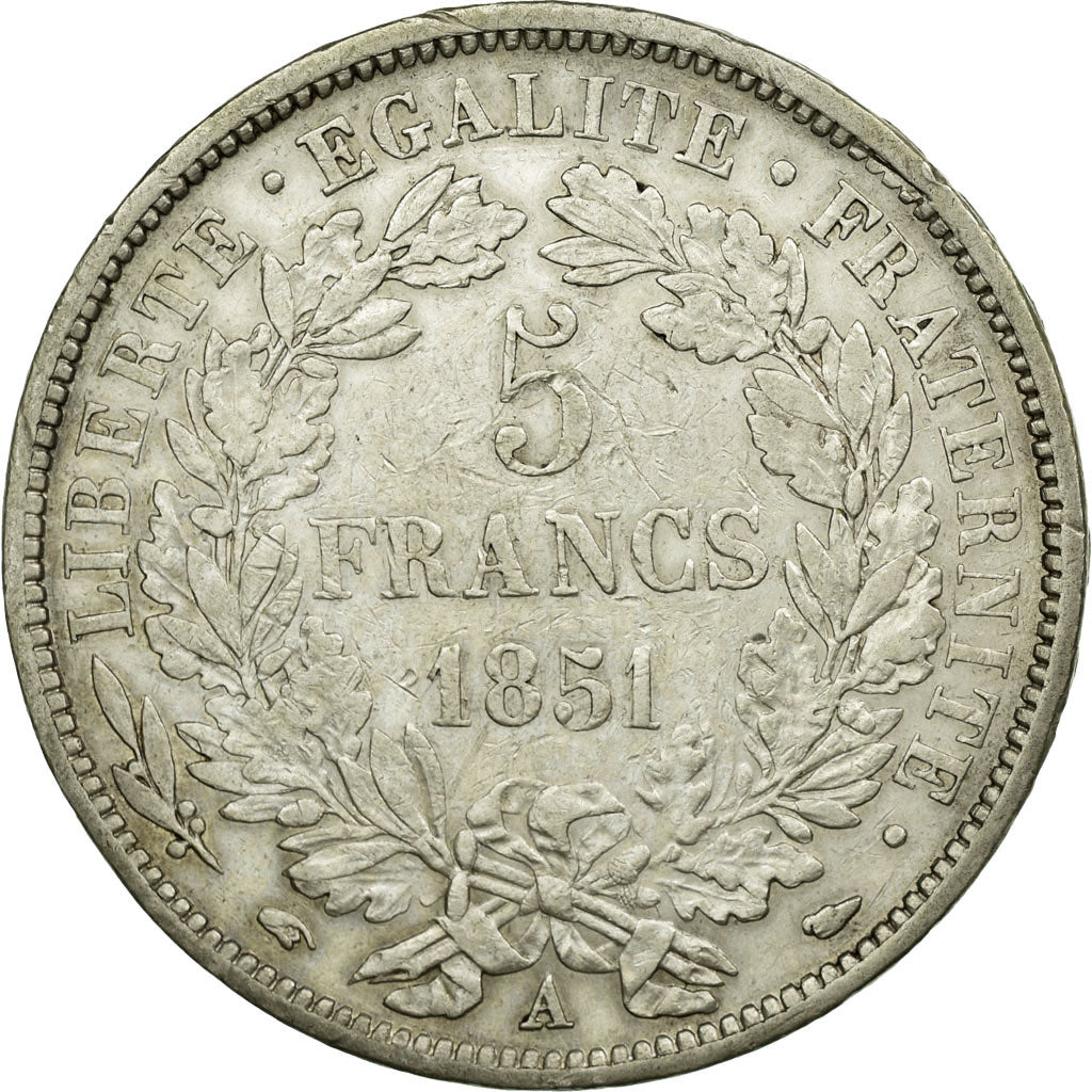 Coin, France, Cérès, 5 Francs, 1851, Paris, EF(40-45), Silver, Gadoury:719