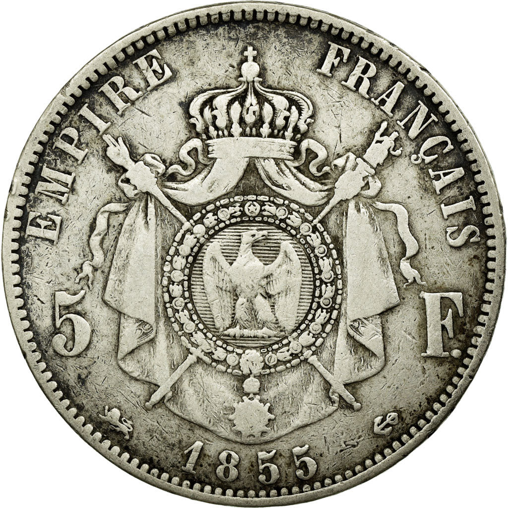 Münze, Frankreich, Napoleon III, Napoléon III, 5 Francs, 1855, Lyon, S+