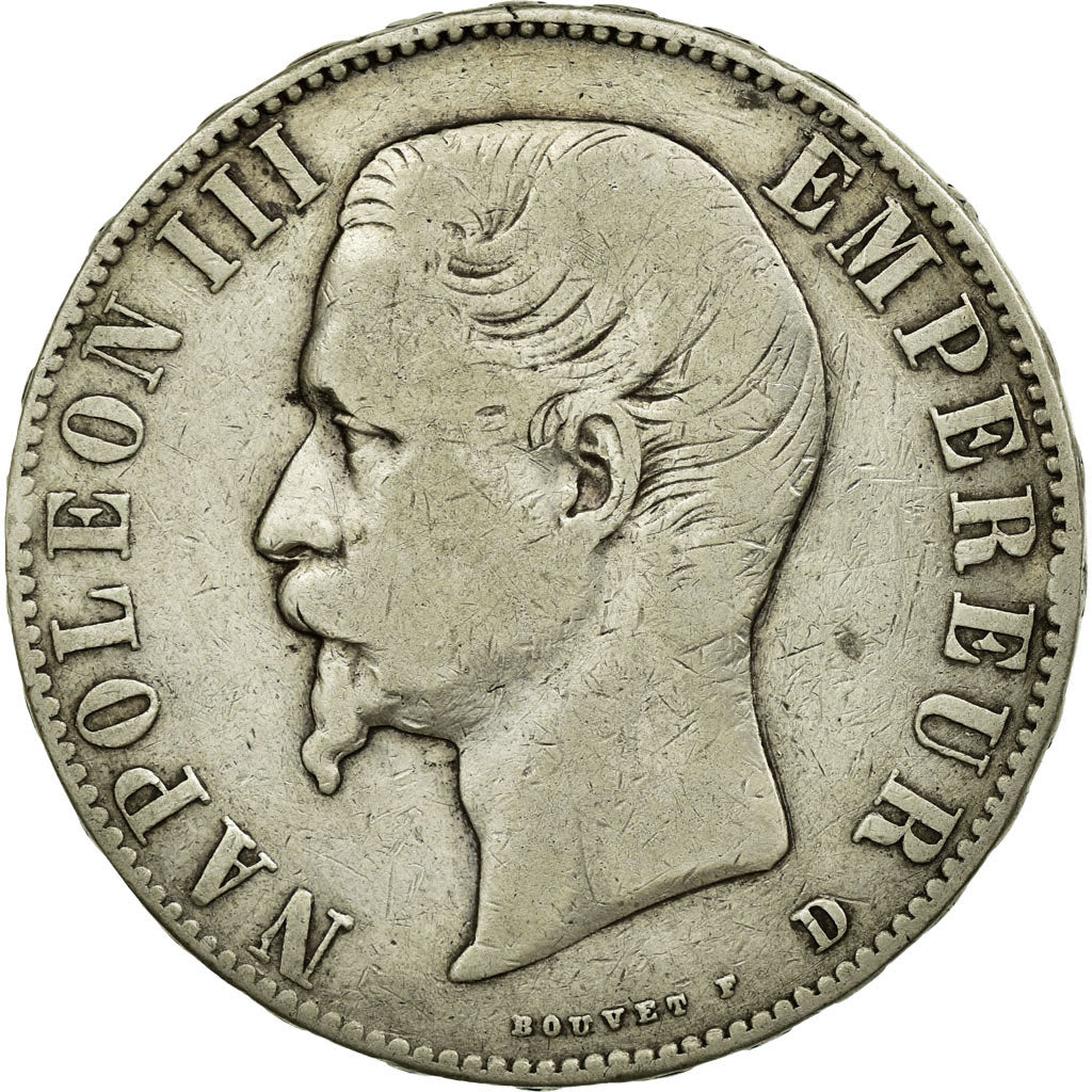 Moneta, Francja, Napoleon III, Napoléon III, 5 Francs, 1856, Lyon, VF(30-35)