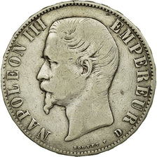 Moneta, Francja, Napoleon III, Napoléon III, 5 Francs, 1856, Lyon, VF(30-35)