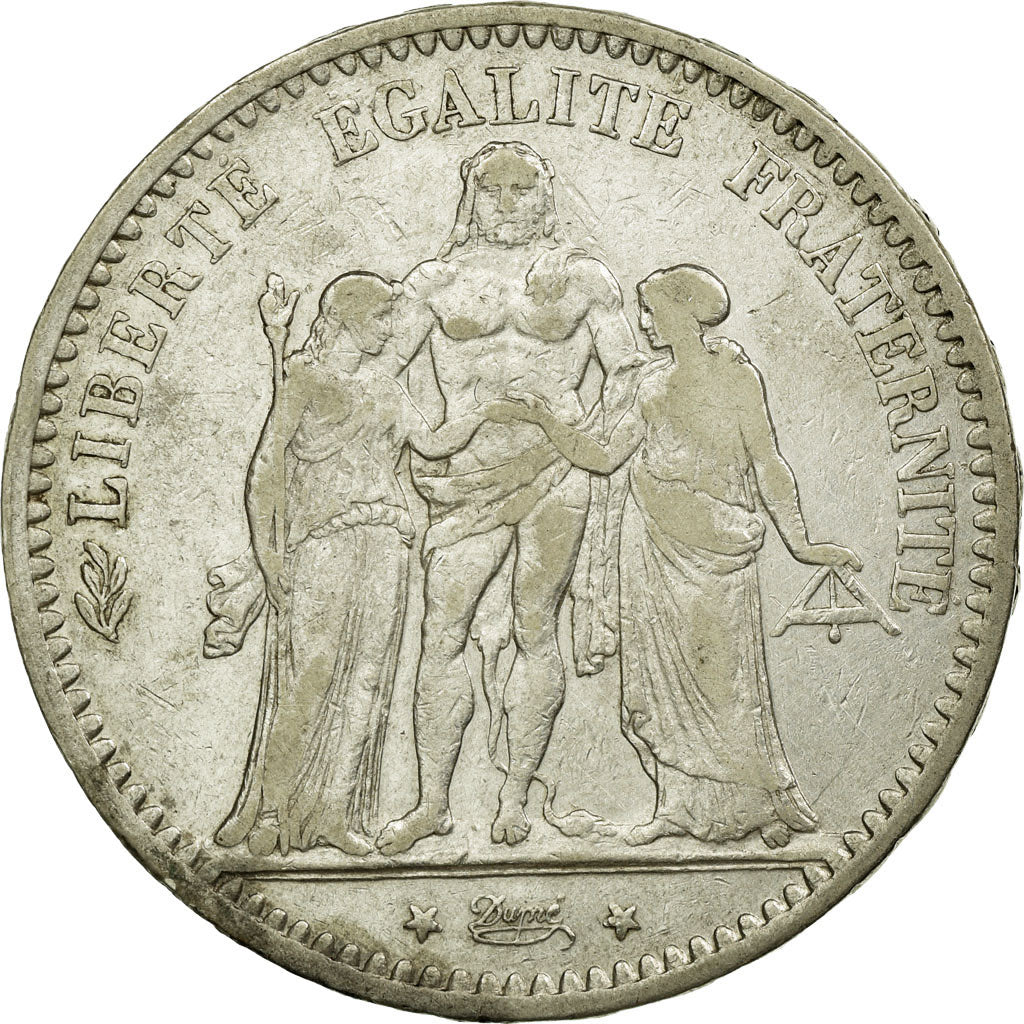 Coin, France, Hercule, 5 Francs, 1877, Bordeaux, VF(30-35), Silver, KM:820.2