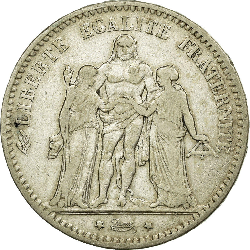 Coin, France, Hercule, 5 Francs, 1878, Bordeaux, VF(30-35), Silver, KM:820.2