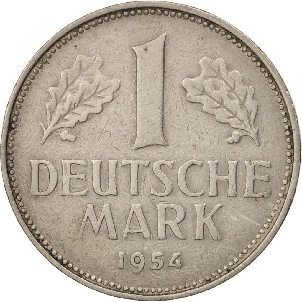 Coin, GERMANY - FEDERAL REPUBLIC, Mark, 1954, Stuttgart, EF(40-45)