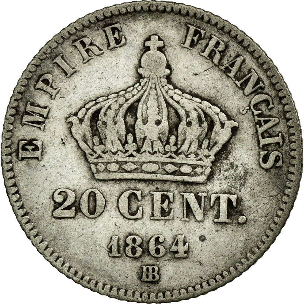 Coin, France, Napoleon III, Napoléon III, 20 Centimes, 1864, Strasbourg