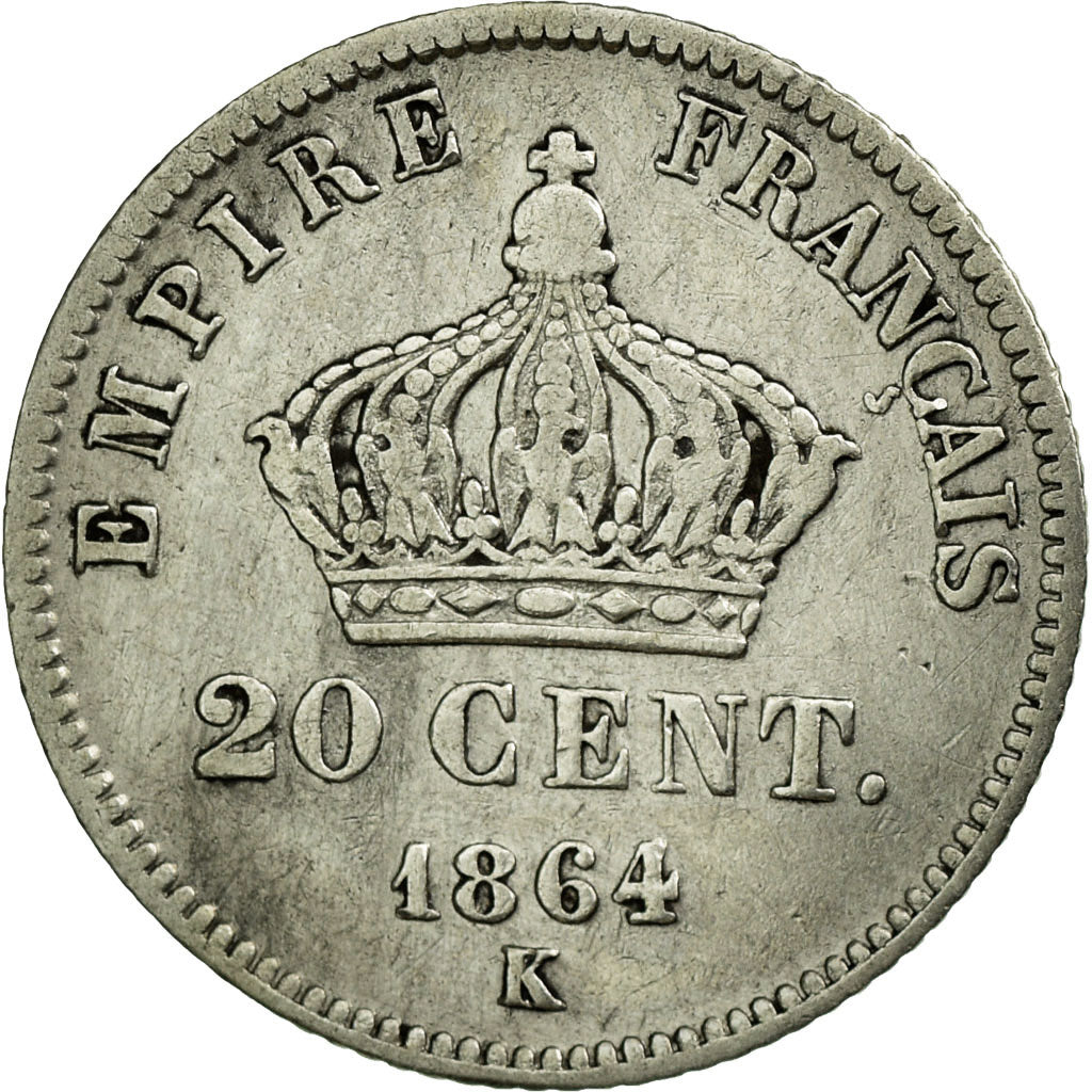 Monnaie, France, Napoleon III, Napoléon III, 20 Centimes, 1864, Bordeaux, B+