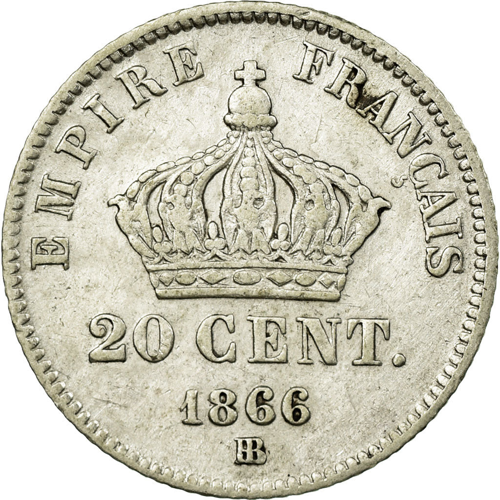 Coin, France, Napoleon III, Napoléon III, 20 Centimes, 1866, Strasbourg