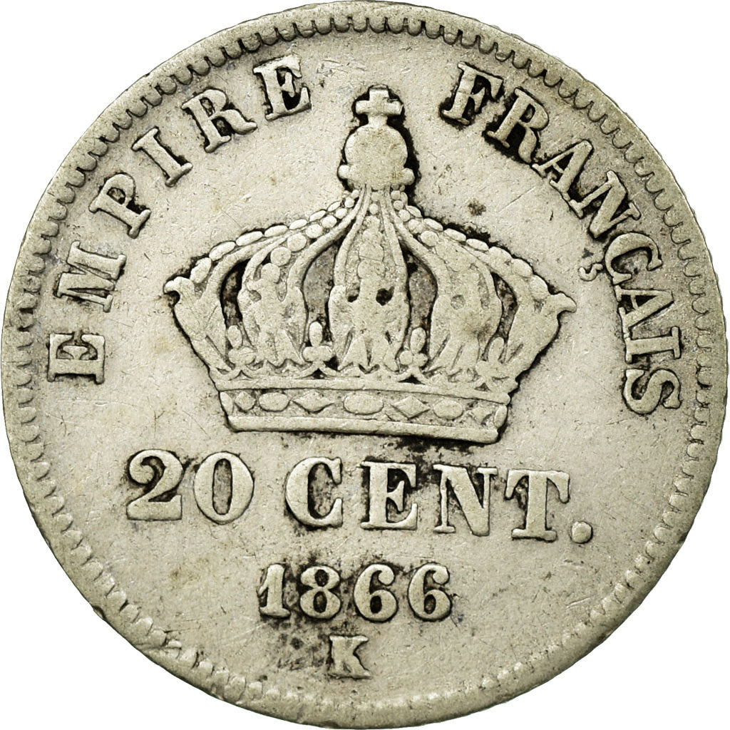 Monnaie, France, Napoleon III, Napoléon III, 20 Centimes, 1866, Bordeaux, TB