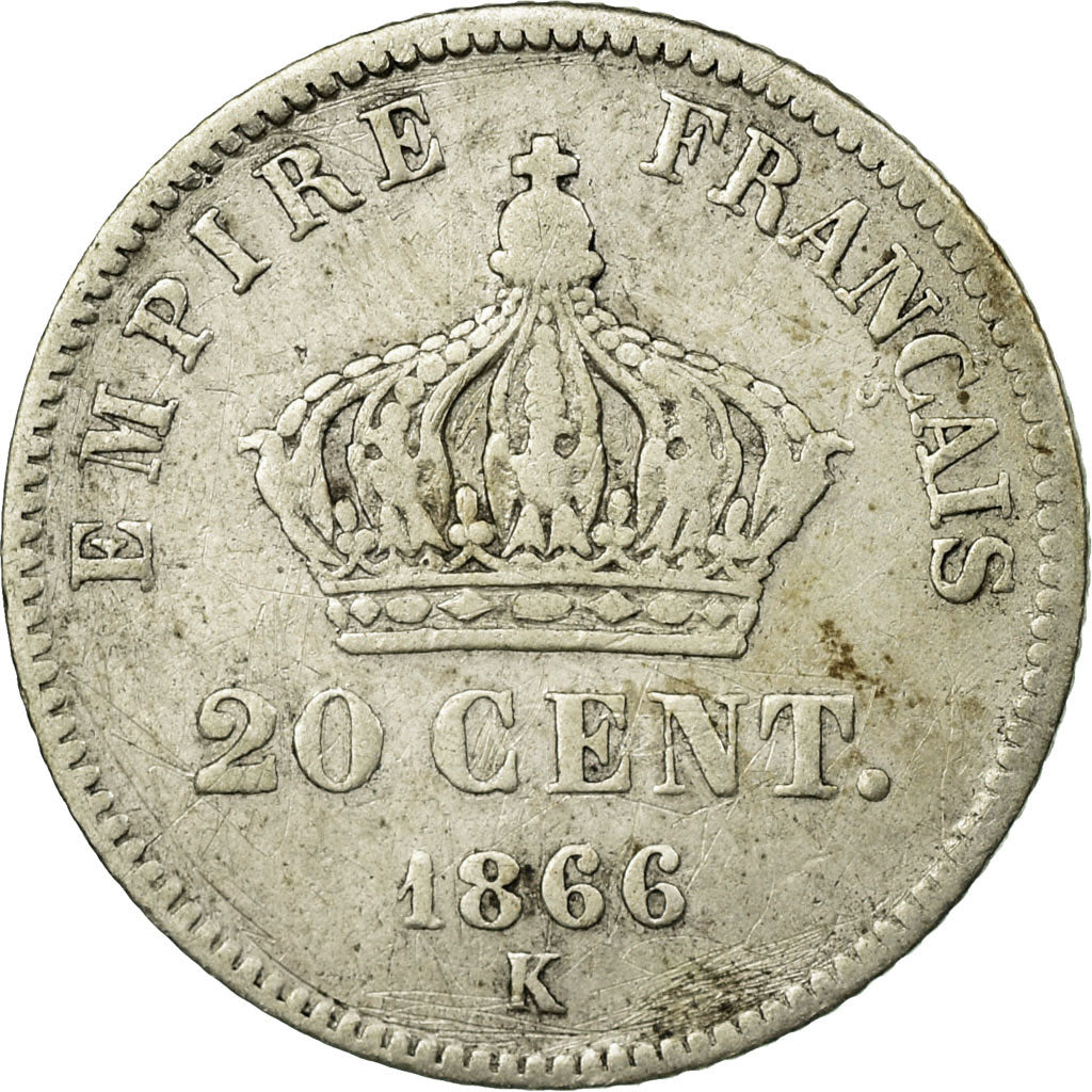 Coin, France, Napoleon III, Napoléon III, 20 Centimes, 1866, Bordeaux