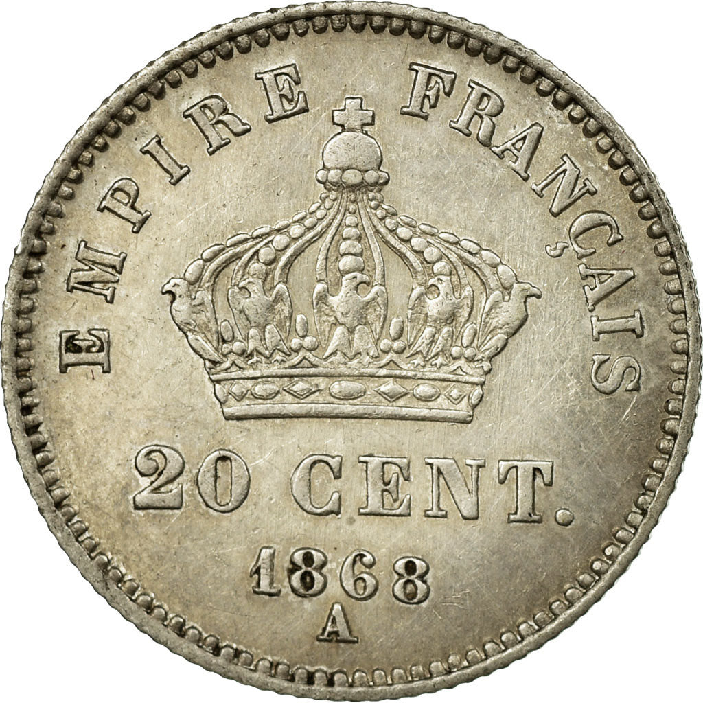 Moneda, Francia, Napoleon III, Napoléon III, 20 Centimes, 1867, Paris, MBC+