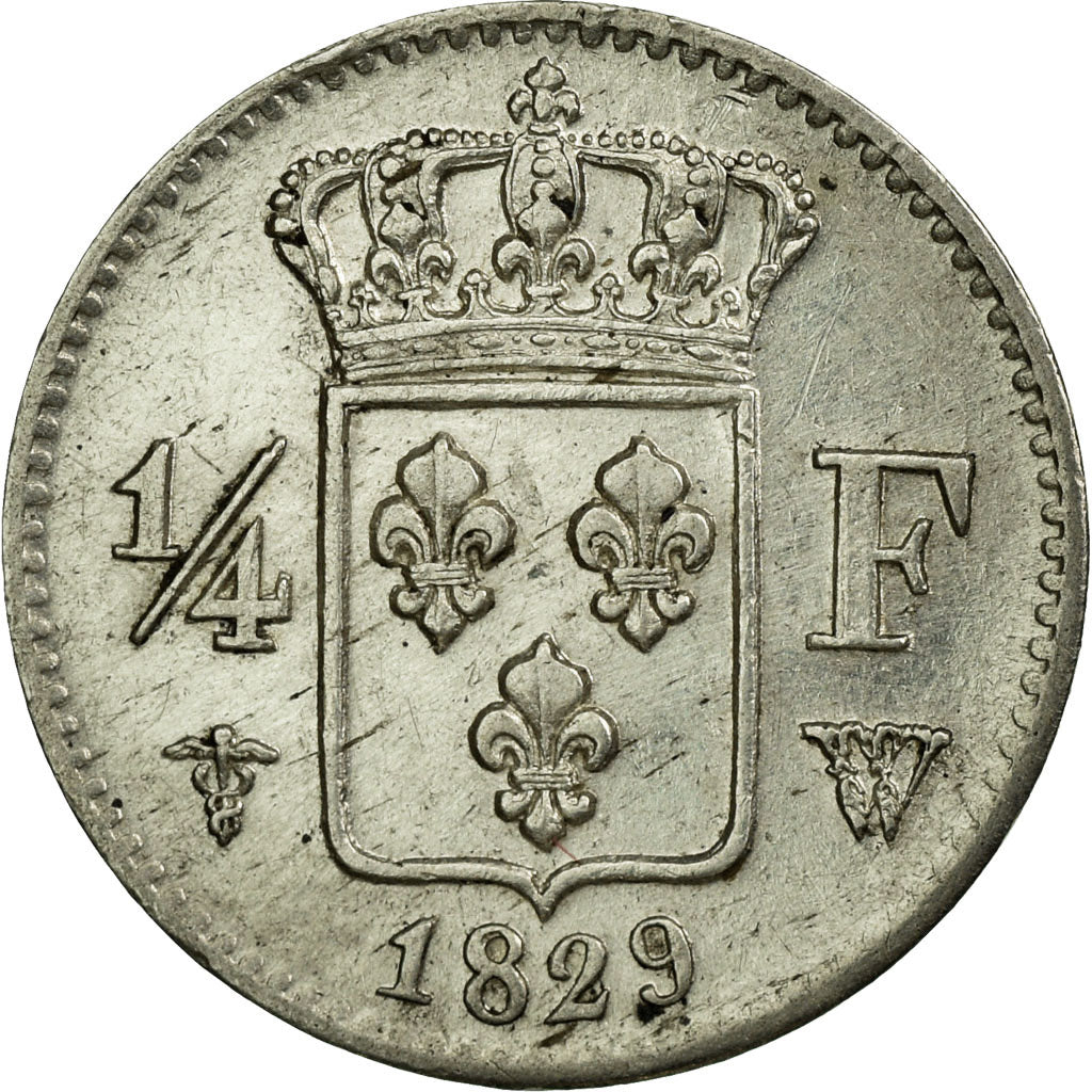 Coin, France, Charles X, 1/4 Franc, 1829, Lille, AU(50-53), Silver, KM:722.12