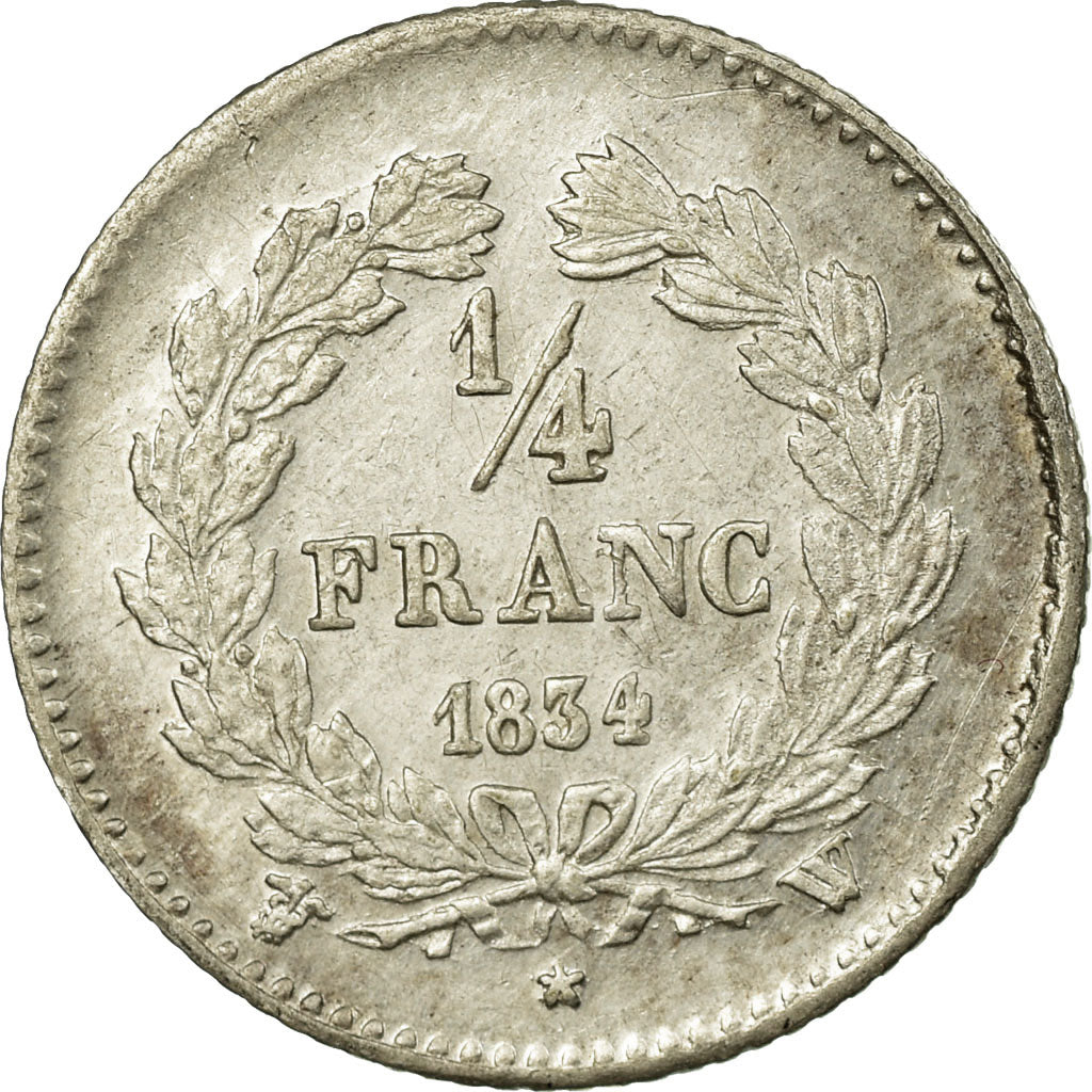 Münze, Frankreich, Louis-Philippe, 1/4 Franc, 1834, Lille, SS+, Silber