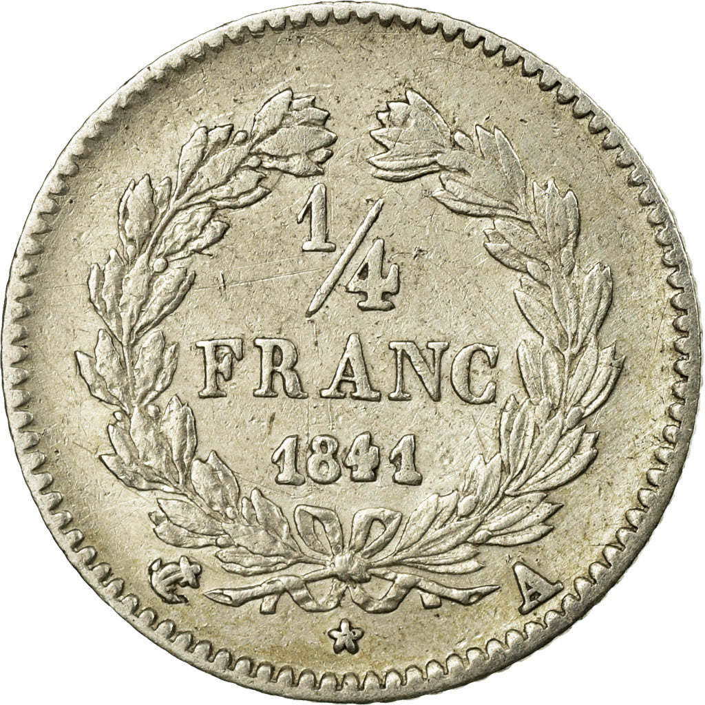 Münze, Frankreich, Louis-Philippe, 1/4 Franc, 1841, Paris, SS, Silber