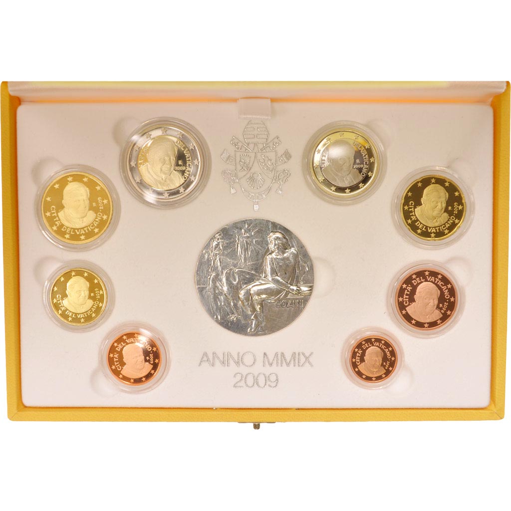 Vaticano, Benedict XVI, Set 1 ct. - 2 Euro, Prueba, 2009, Rome, Sin