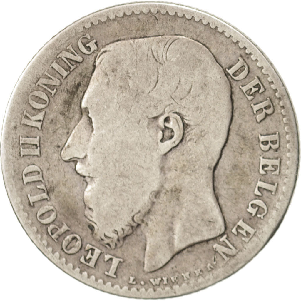 Münze, Belgien, Leopold II, Franc, 1887, SGE+, Silber, KM:29.1