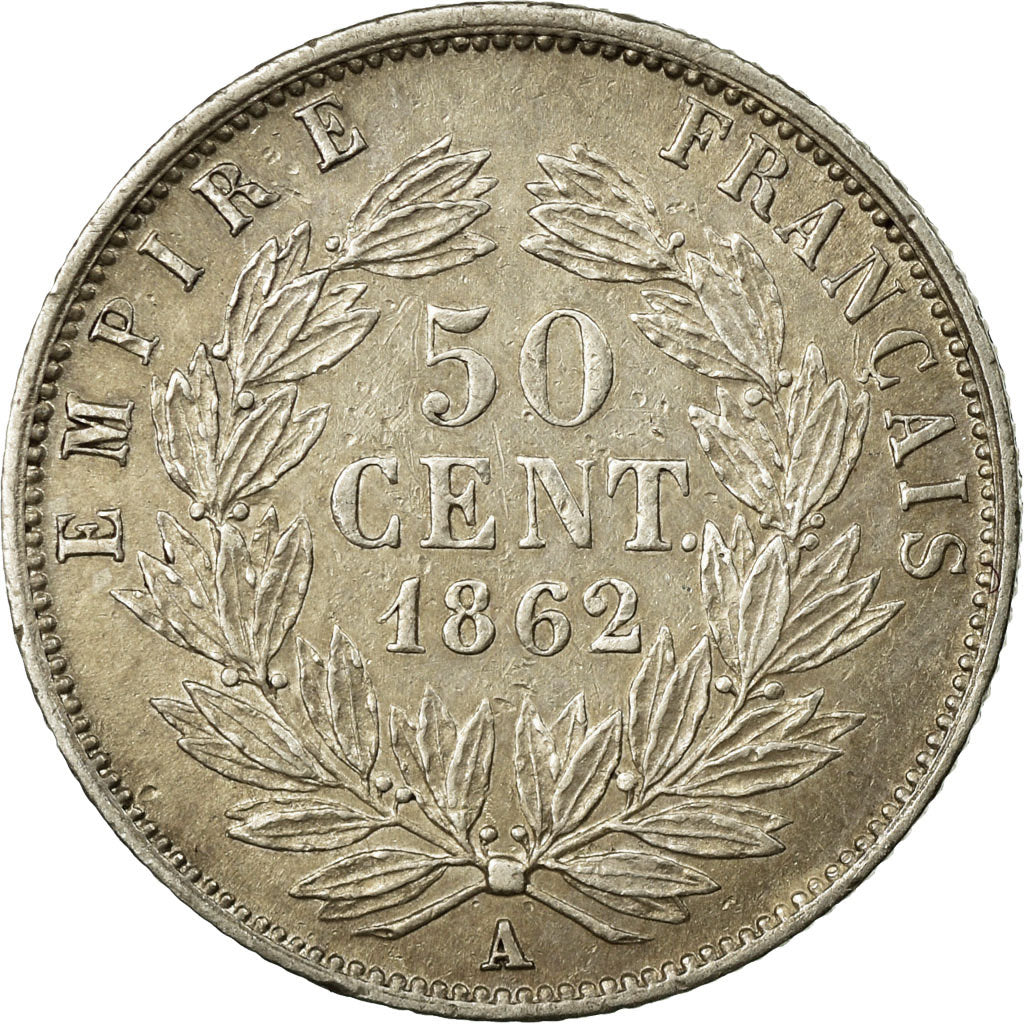 Moneda, Francia, Napoleon III, Napoléon III, 50 Centimes, 1862, Paris, MBC+