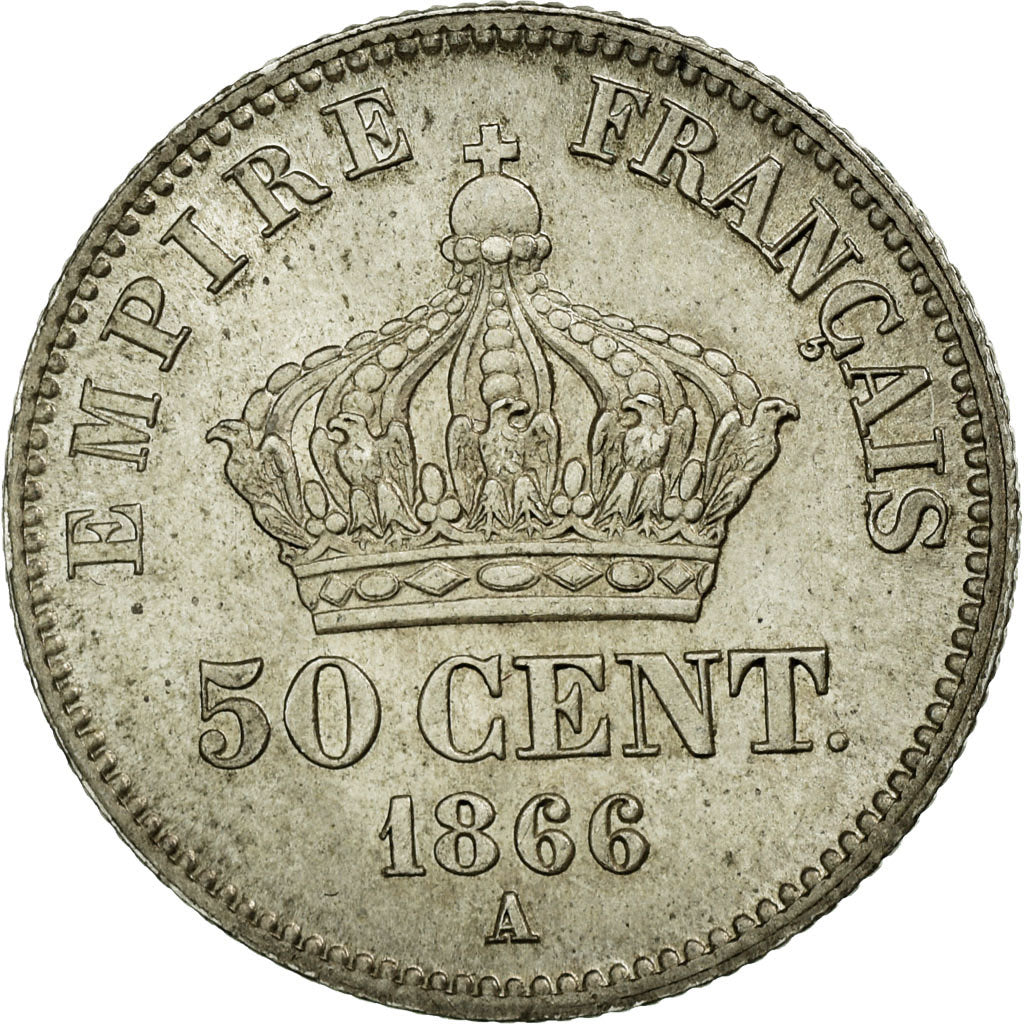 Moneda, Francia, Napoleon III, Napoléon III, 50 Centimes, 1866, Paris, EBC+