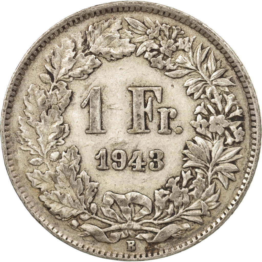 Coin, Switzerland, Franc, 1943, Bern, AU(50-53), Silver, KM:24
