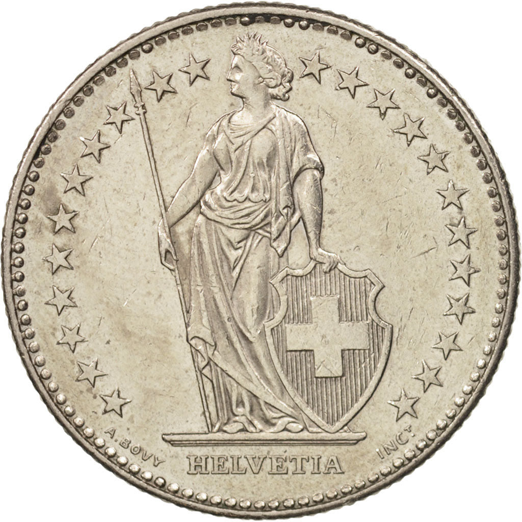 Coin, Switzerland, 2 Francs, 1990, Bern, MS(60-62), Copper-nickel, KM:21a.3