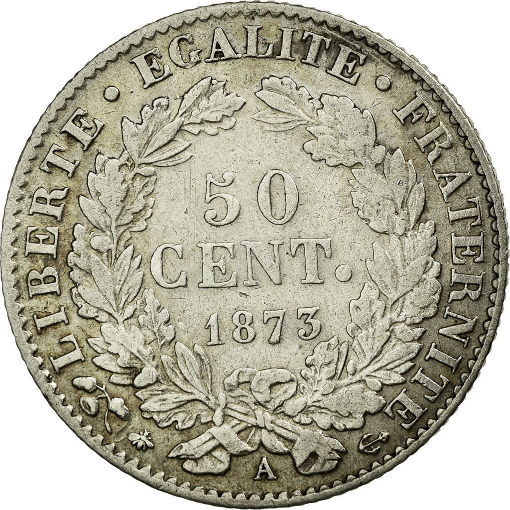Coin, France, Cérès, 50 Centimes, 1873, Paris, AU(50-53), Silver, KM:834.1