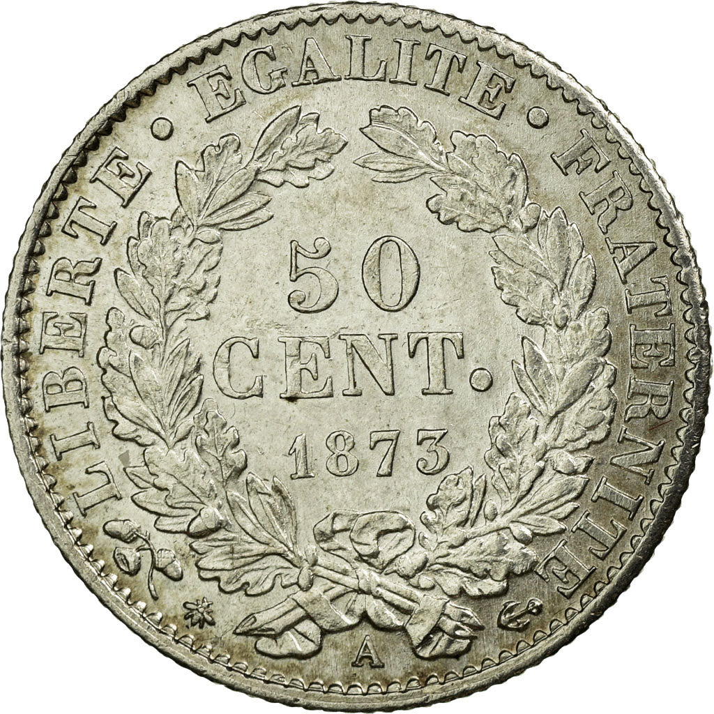 Coin, France, Cérès, 50 Centimes, 1873, Paris, AU(55-58), Silver, KM:834.1