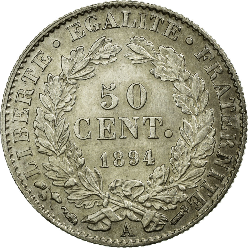 Coin, France, Cérès, 50 Centimes, 1894, Paris, AU(50-53), Silver, KM:834.1