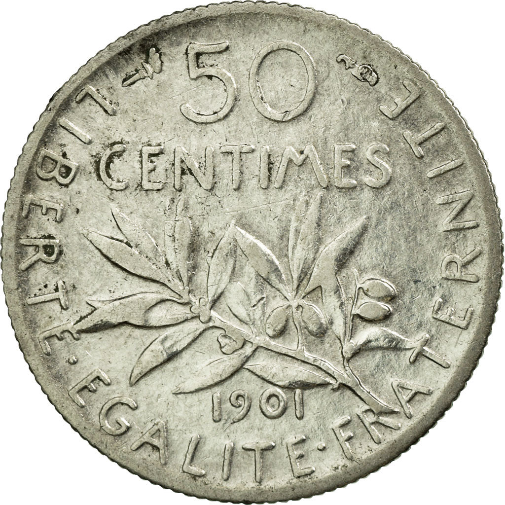 Monnaie, France, Semeuse, 50 Centimes, 1901, TTB+, Argent, Gadoury:420