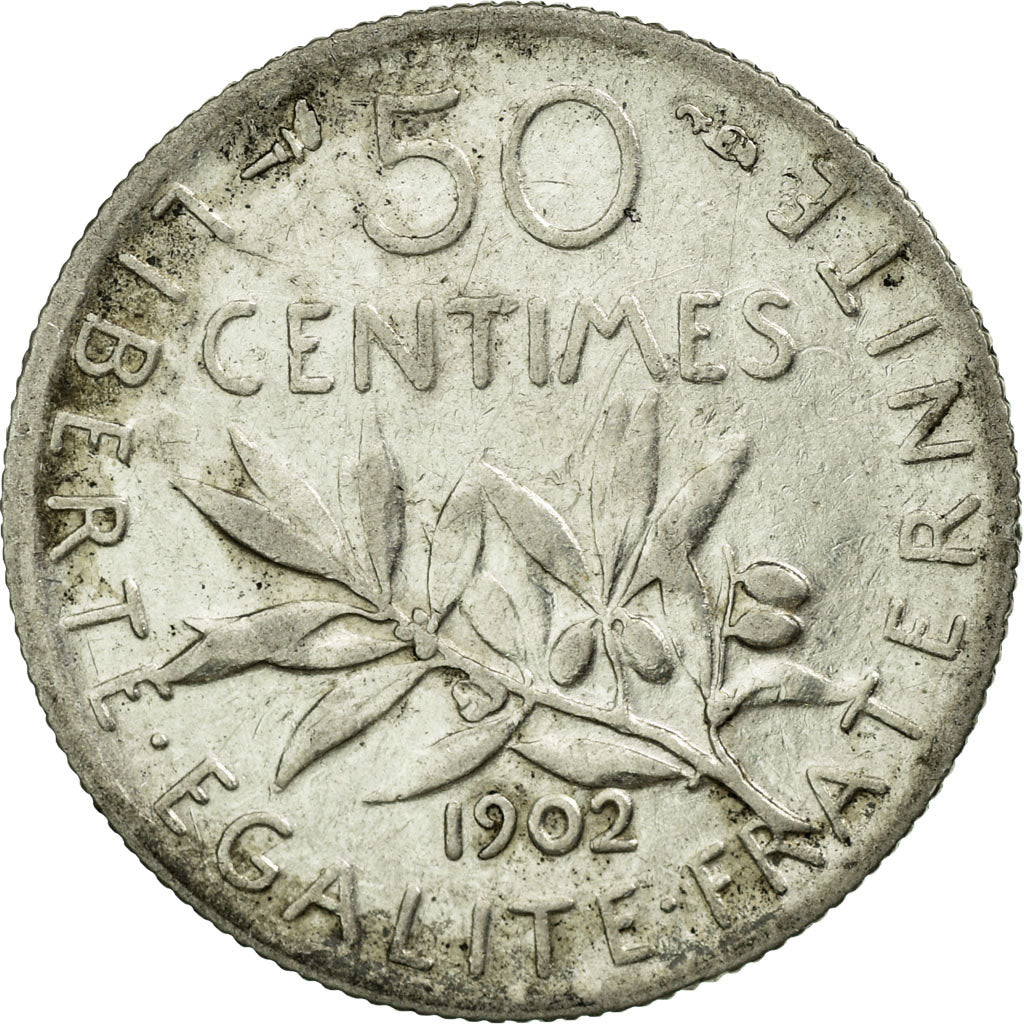 France, 50 Centimes, Semeuse, 1902, Paris, Argent, TB+, Gadoury:420, KM:854