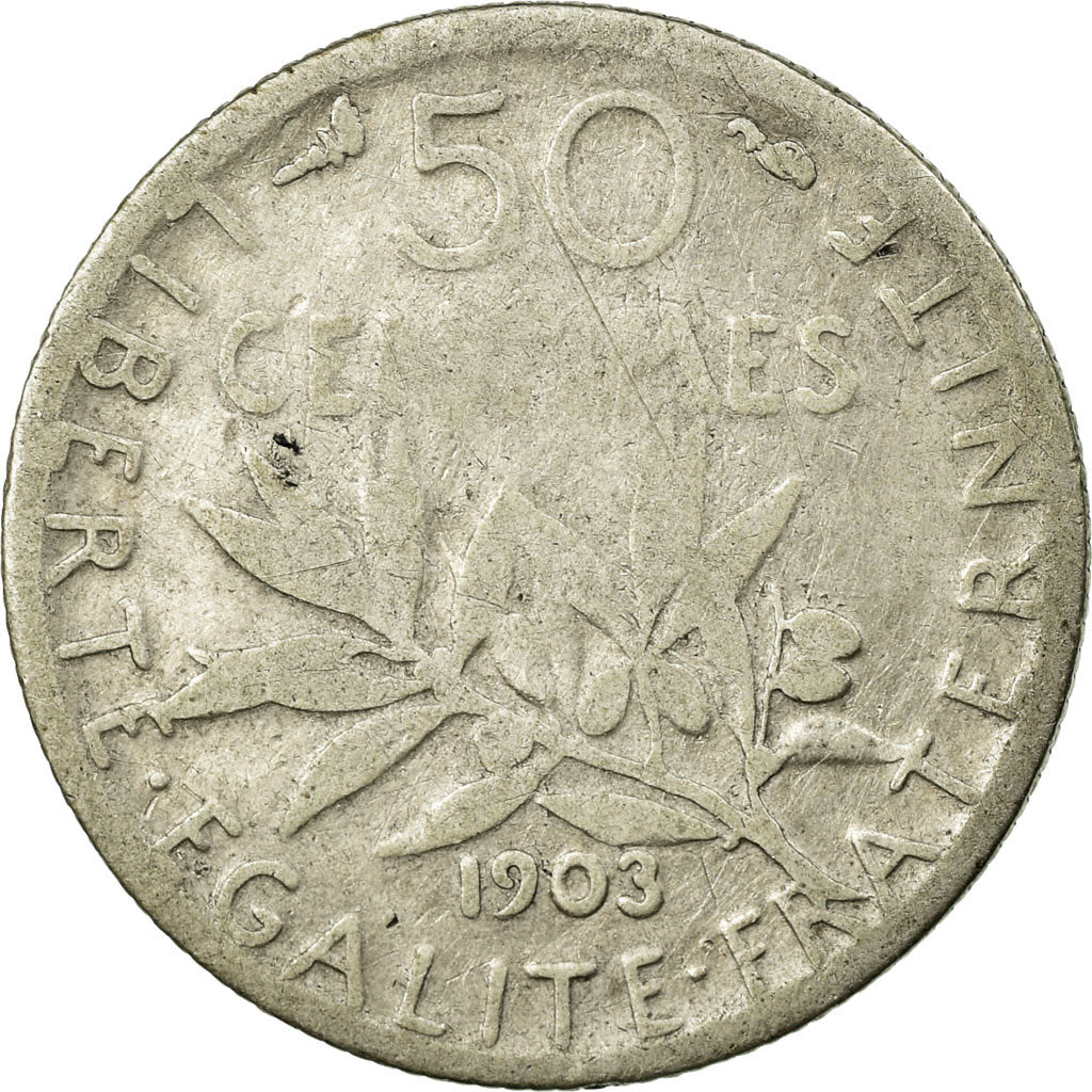 Coin, France, Semeuse, 50 Centimes, 1903, VF(20-25), Silver, Gadoury:420