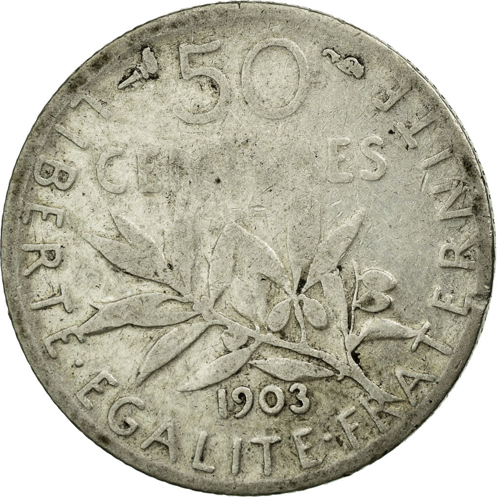 Moneta, Francia, Semeuse, 50 Centimes, 1903, MB+, Argento, Gadoury:420