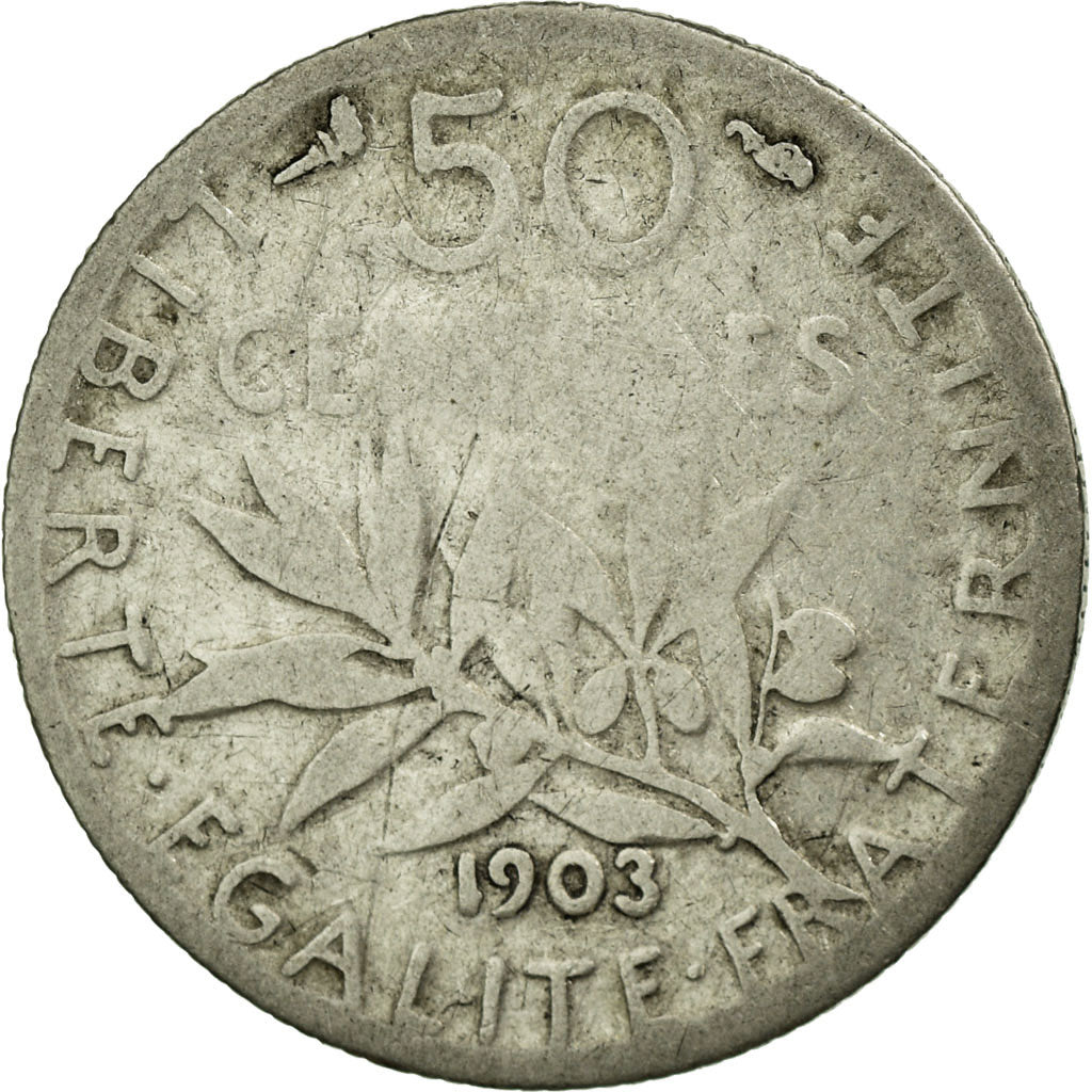 Coin, France, Semeuse, 50 Centimes, 1903, Paris, F(12-15), Silver, KM:854