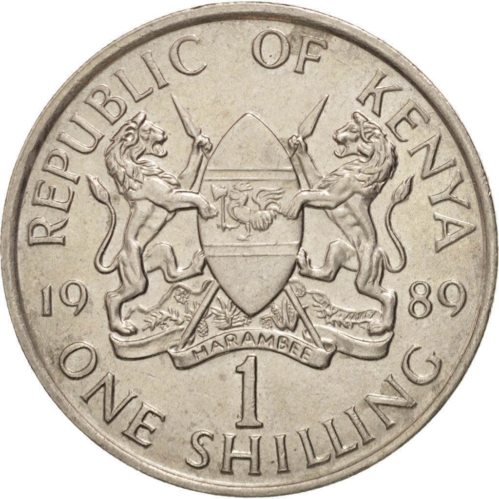 Coin, Kenya, Shilling, 1989, British Royal Mint, MS(60-62), Copper-nickel, KM:20
