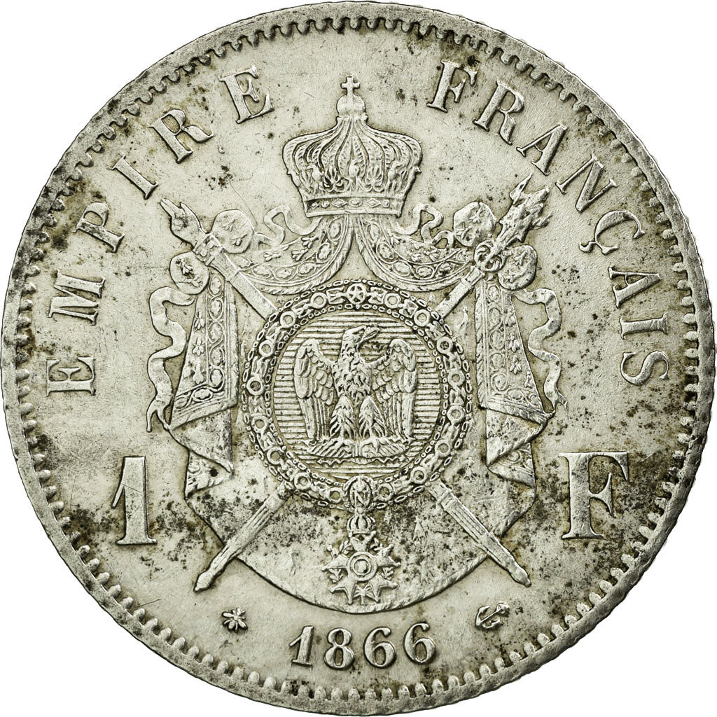 Coin, France, Napoleon III, Napoléon III, Franc, 1866, Paris, AU(55-58)