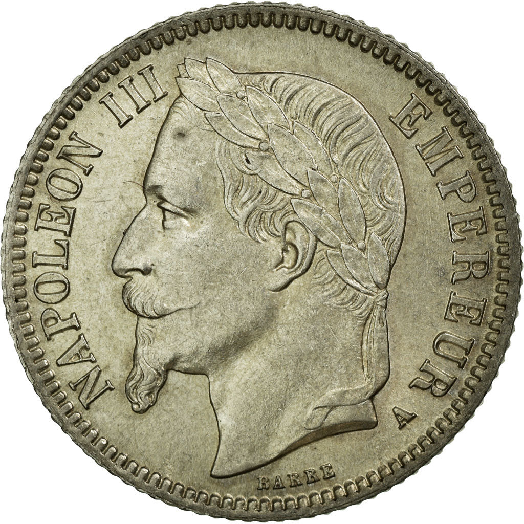 Moneda, Francia, Napoleon III, Napoléon III, Franc, 1867, Paris, EBC+, Plata