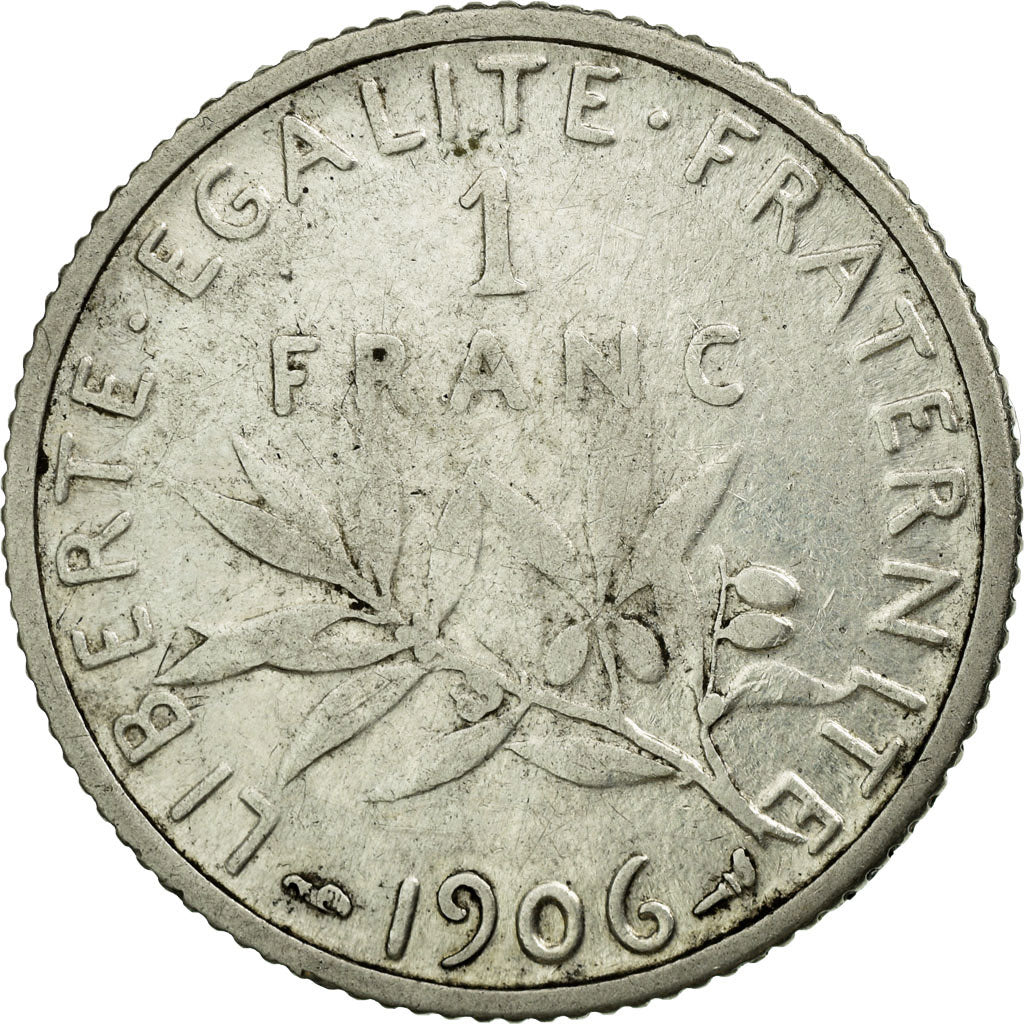 Coin, France, Semeuse, Franc, 1906, EF(40-45), Silver, Gadoury:467
