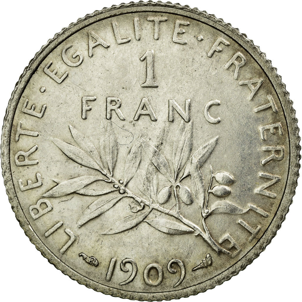 Monnaie, France, Semeuse, Franc, 1909, SUP+, Argent, Gadoury:467