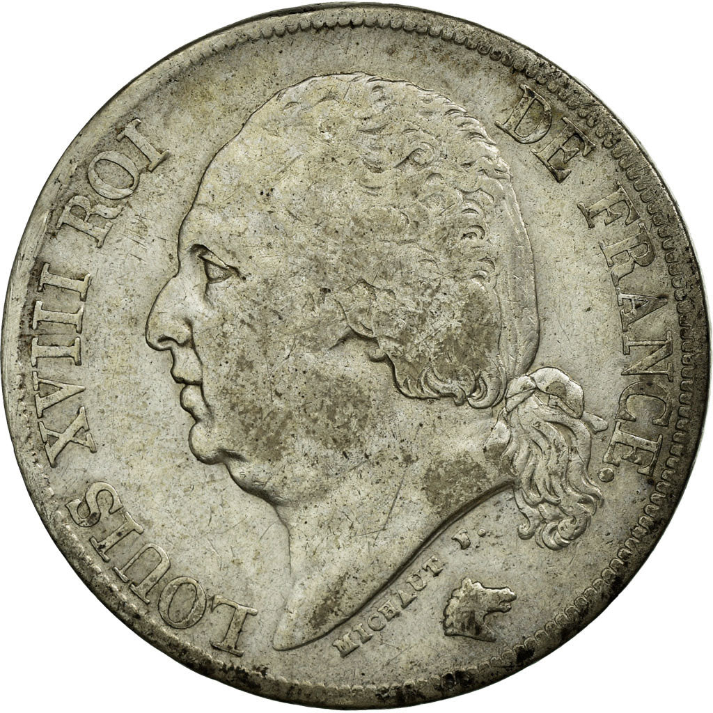 Moneta, Francia, Louis XVIII, 2 Francs, 1823, Lille, MB+, Argento, KM:710.12