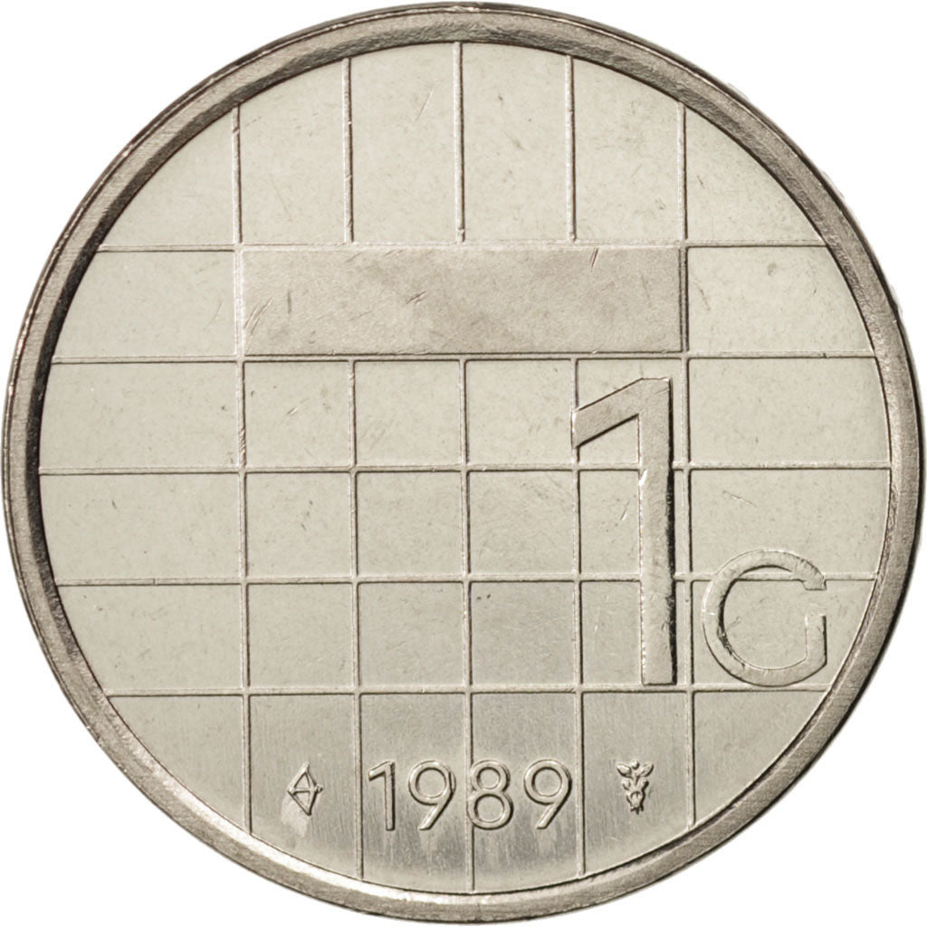 Coin, Netherlands, Beatrix, Gulden, 1989, MS(63), Nickel, KM:205