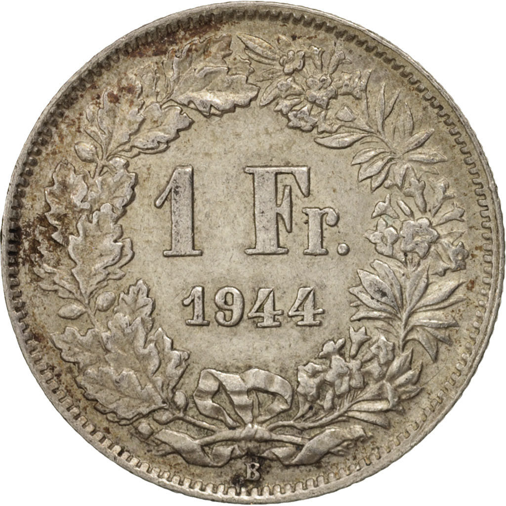 Coin, Switzerland, Franc, 1944, Bern, AU(55-58), Silver, KM:24